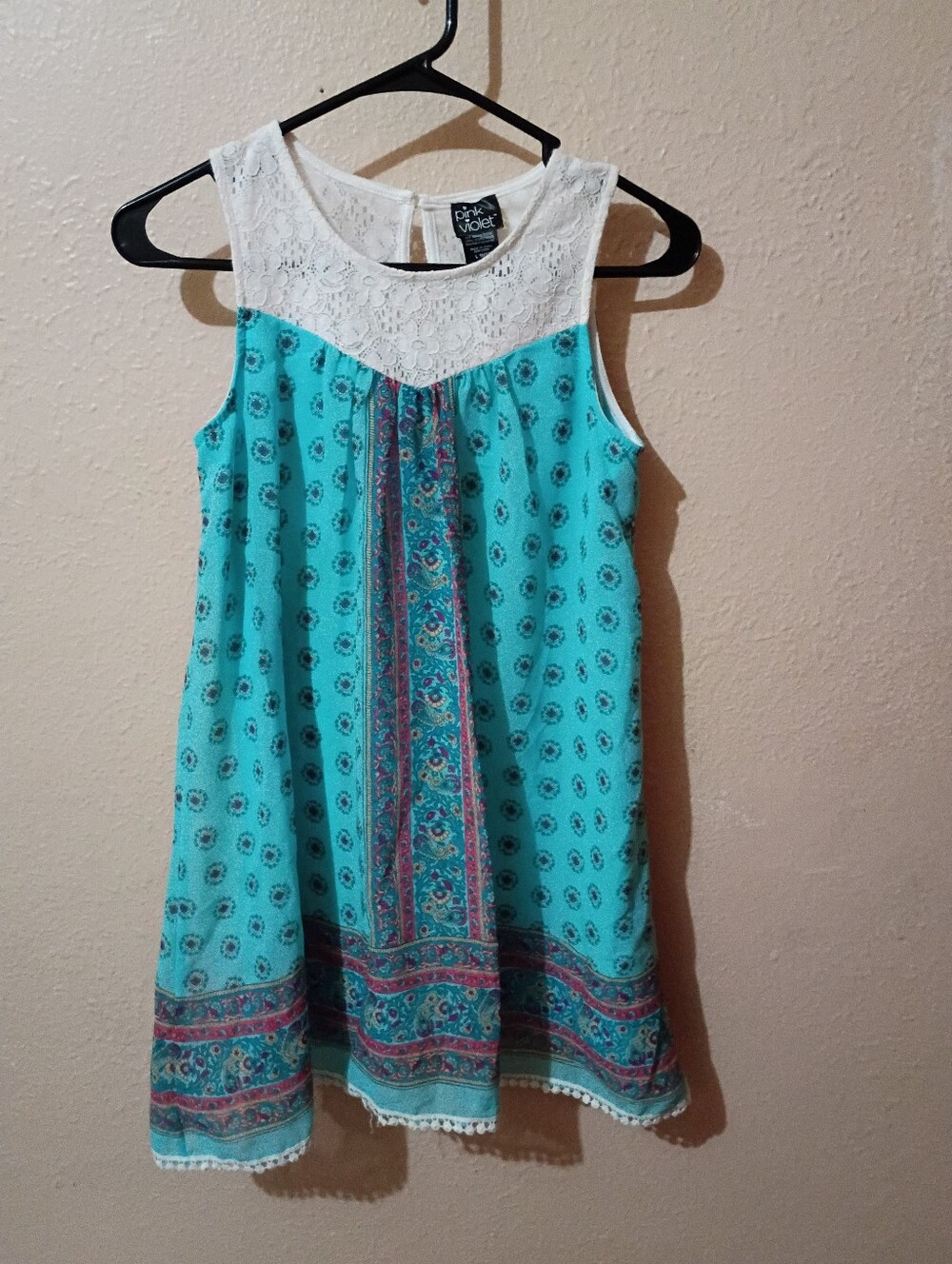 GIRLS SIZE L 10/12 Pink & Violet Turquoise Boho Layered Dress